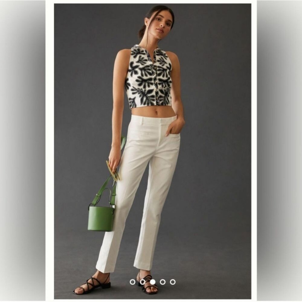 Maeve Anthropologie The Essential Slim Kick Flare Pants White Women's Size 16